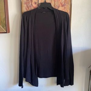 ANTHROPOLOGIE SPLENDID BOHO STRETCH COTTON BLACK LTWT OPEN JACKET WRAP TOP S